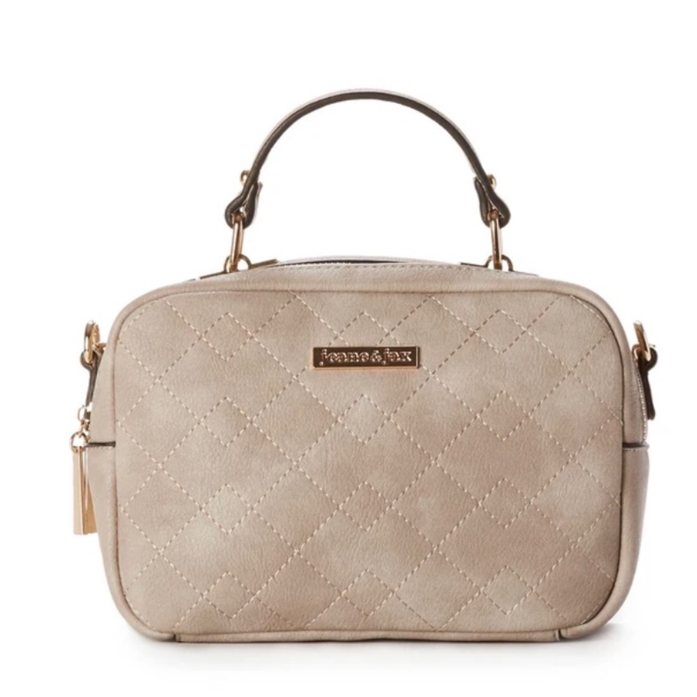 Quiclted Tan & Gold Cross Body Purse